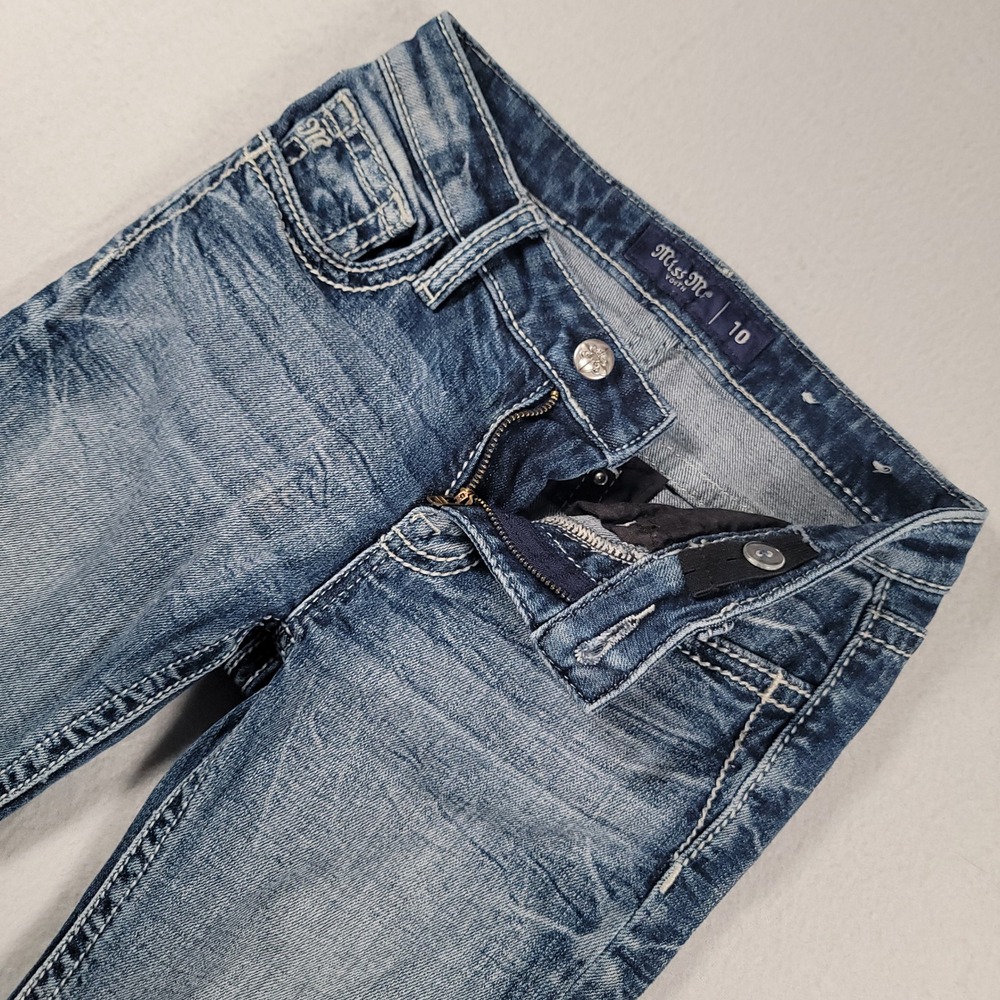 Miss Me Youth Angel Wing Bootcut Jeans Girls 10 Blue Wash Mid Rise Stretch Denim